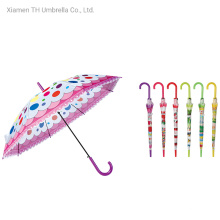 The Long Stick Opens The Silk Print Kids Umbrella Automatically